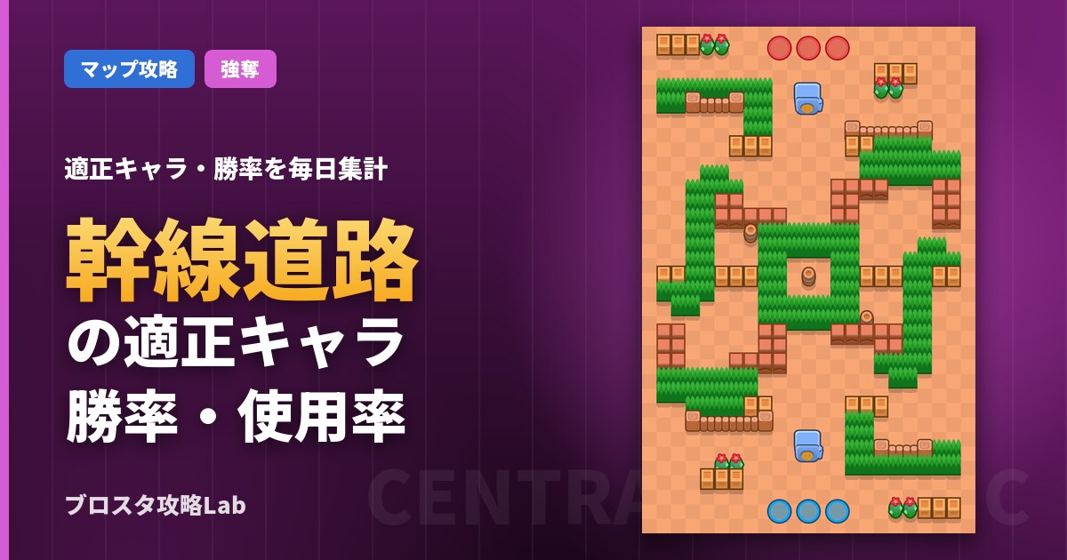 幹線道路の適正キャラ・勝率（ブロスタ）