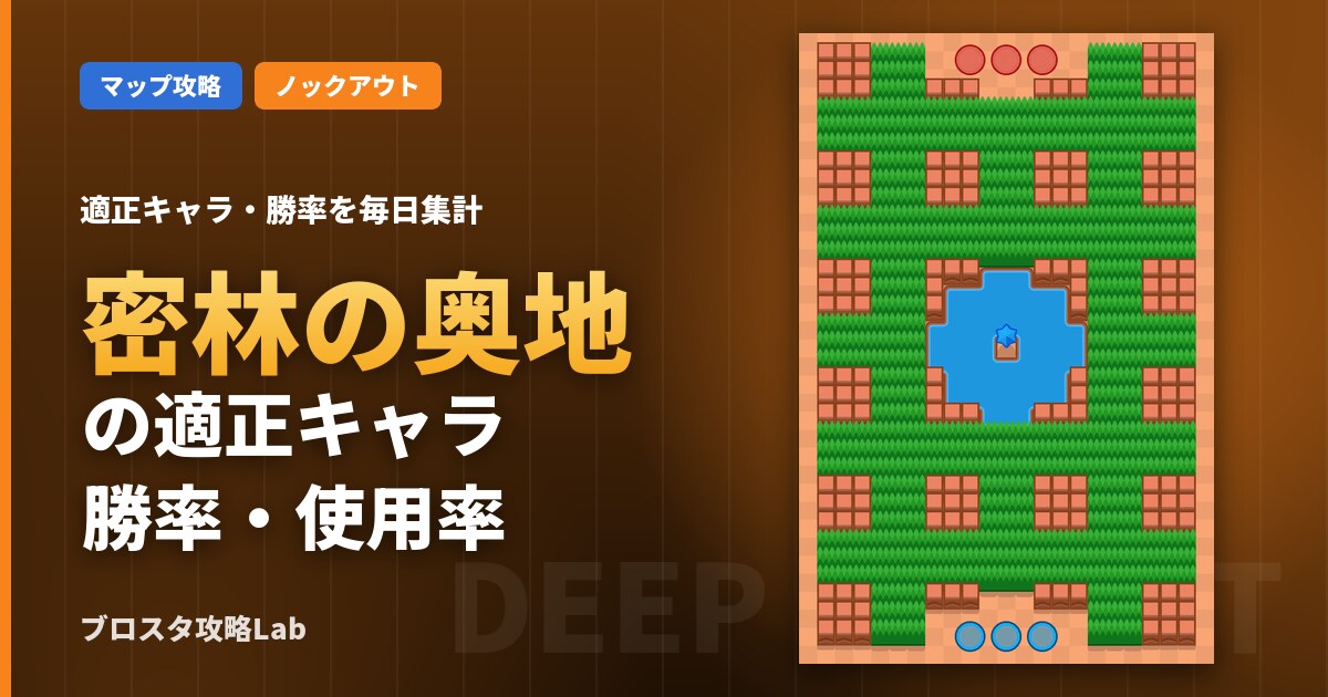 密林の奥地の適正キャラ・勝率（ブロスタ）