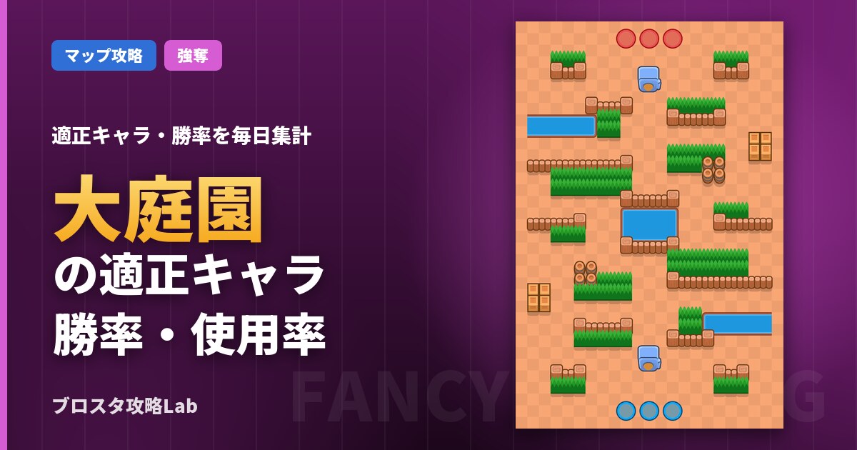 大庭園の適正キャラ・勝率（ブロスタ）