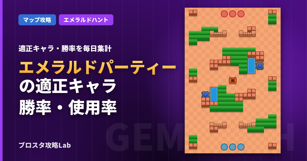 エメラルドパーティーの適正キャラ・勝率（ブロスタ）