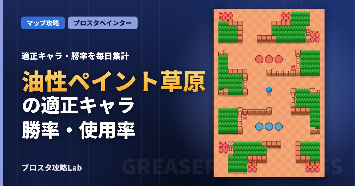 油性ペイント草原の適正キャラ・勝率（ブロスタ）