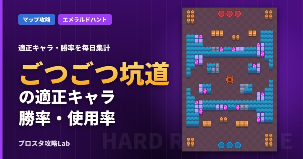 ごつごつ坑道の適正キャラ・勝率（ブロスタ）