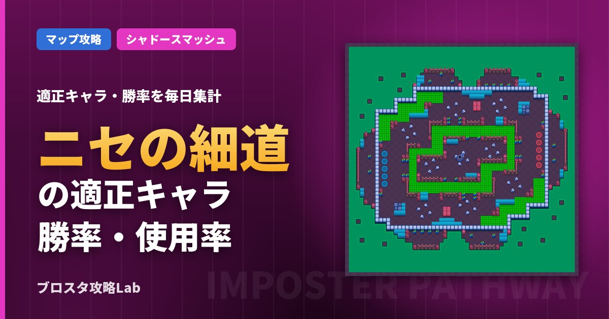 ニセの細道の適正キャラ・勝率（ブロスタ）