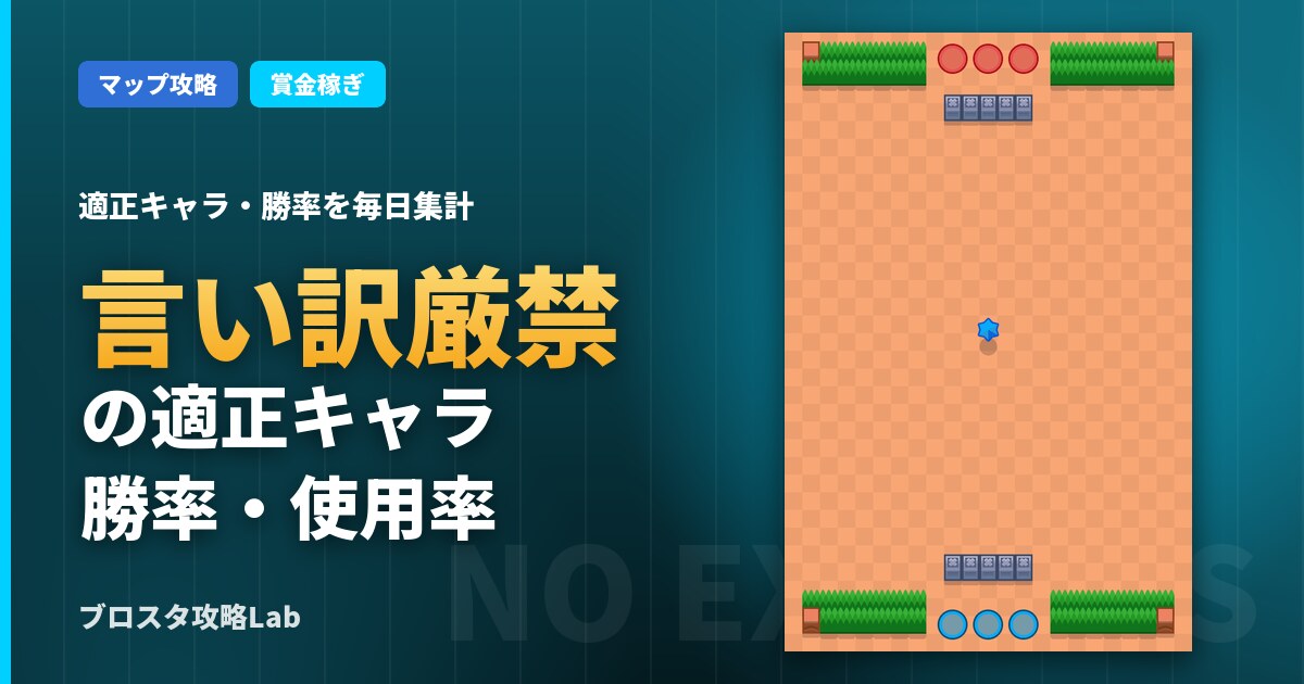 言い訳厳禁の適正キャラ・勝率（ブロスタ）