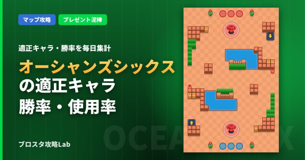 オーシャンズシックスの適正キャラ・勝率（ブロスタ）