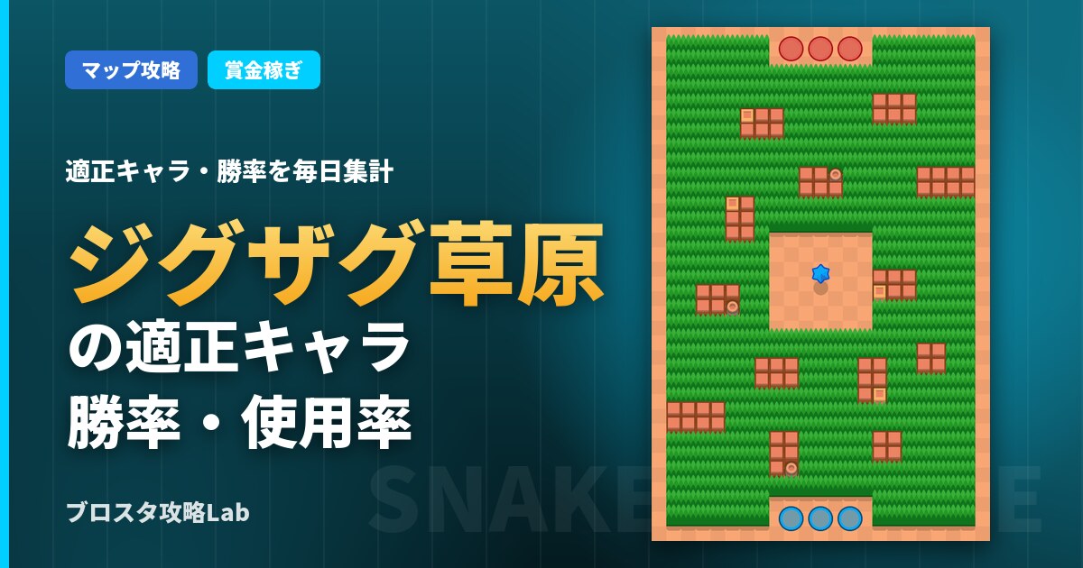 ジグザグ草原の適正キャラ・勝率（ブロスタ）