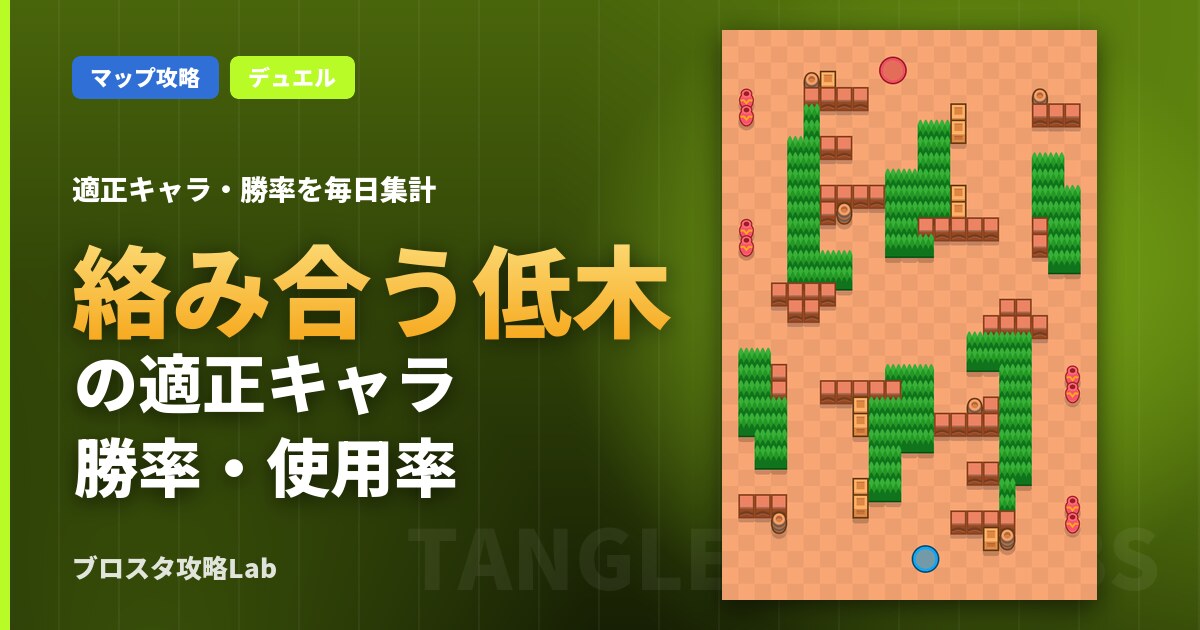 絡み合う低木の適正キャラ・勝率(ブロスタ)