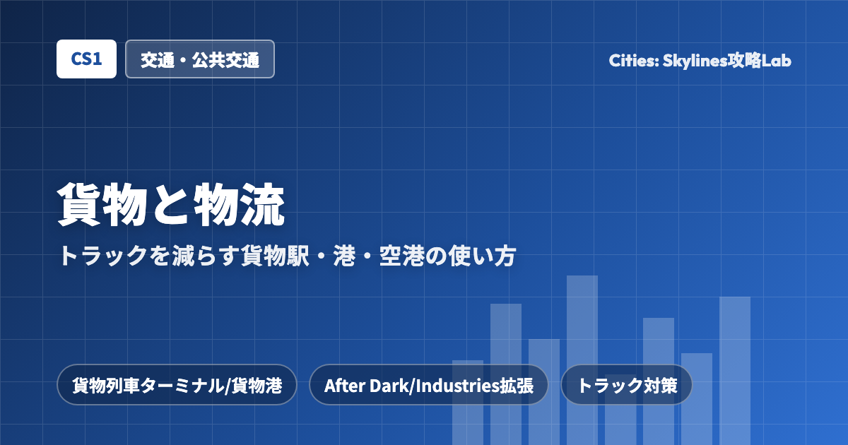 Cities: Skylines(CS1)の貨物と物流:トラックを減らす貨物駅・港・空港の使い方