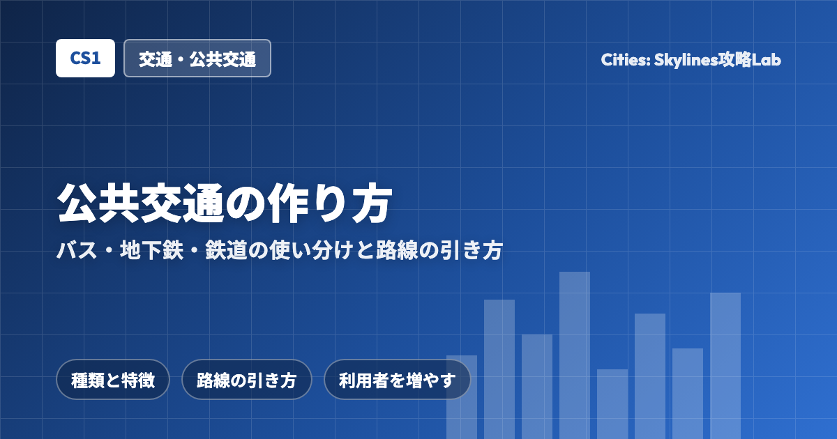 Cities: Skylines(CS1)の公共交通の作り方:バス・地下鉄・鉄道の使い分けと路線の引き方