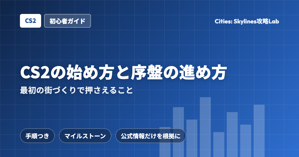 Cities: Skylines II(CS2)の始め方と序盤の進め方:最初の街づくりで押さえること