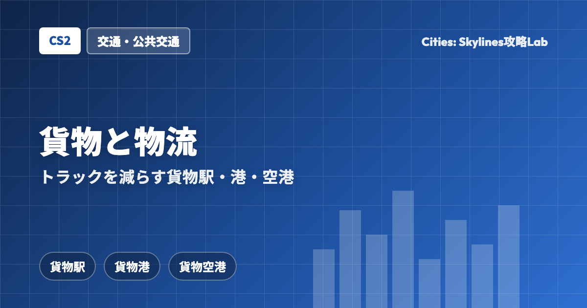Cities: Skylines II(CS2)の貨物と物流:トラックを減らす貨物駅・港・空港の使い方