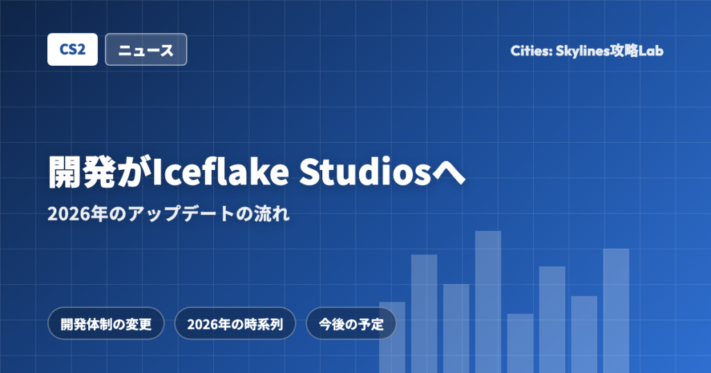 Cities: Skylines II（CS2）の開発がIceflake Studiosへ：2026年のアップデートの流れ