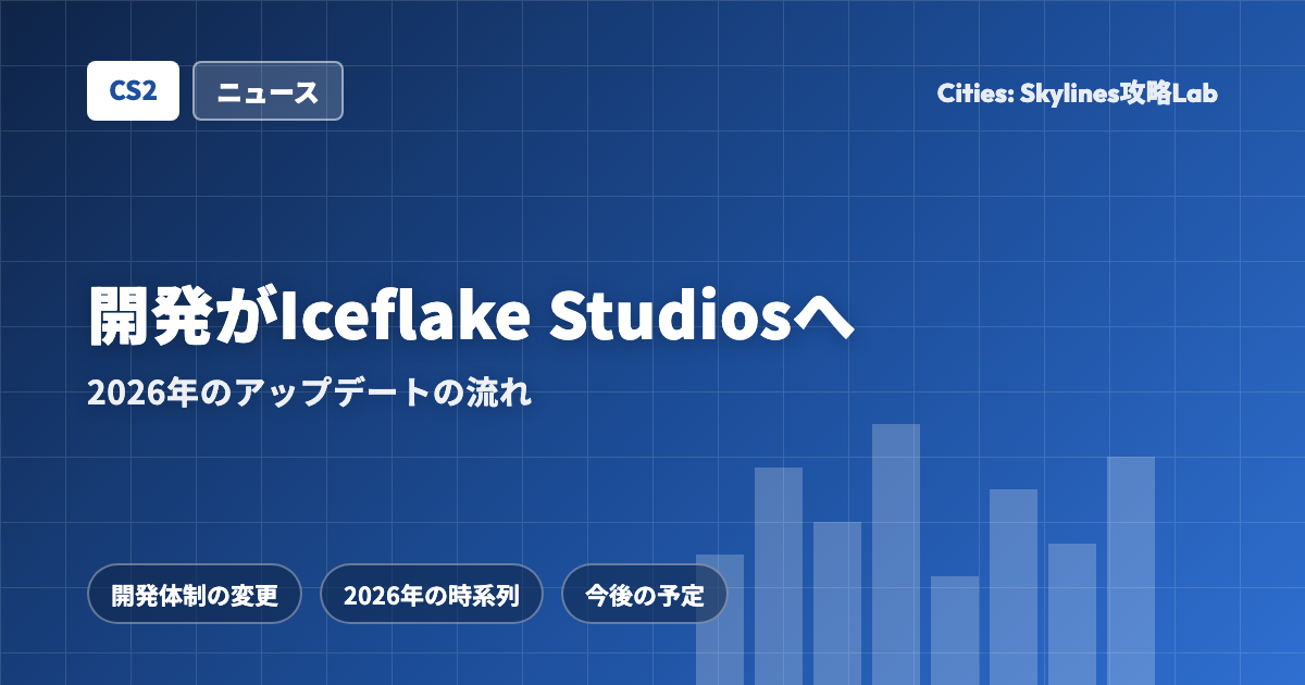 Cities: Skylines II(CS2)の開発がIceflake Studiosへ:2026年のアップデートの流れ