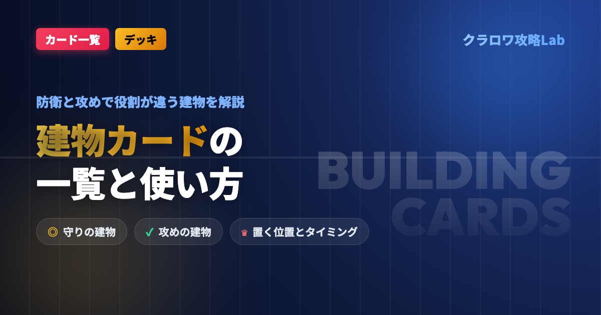 【クラロワ】建物カードの一覧と使い方｜防衛と攻めで役割が違う建物を解説