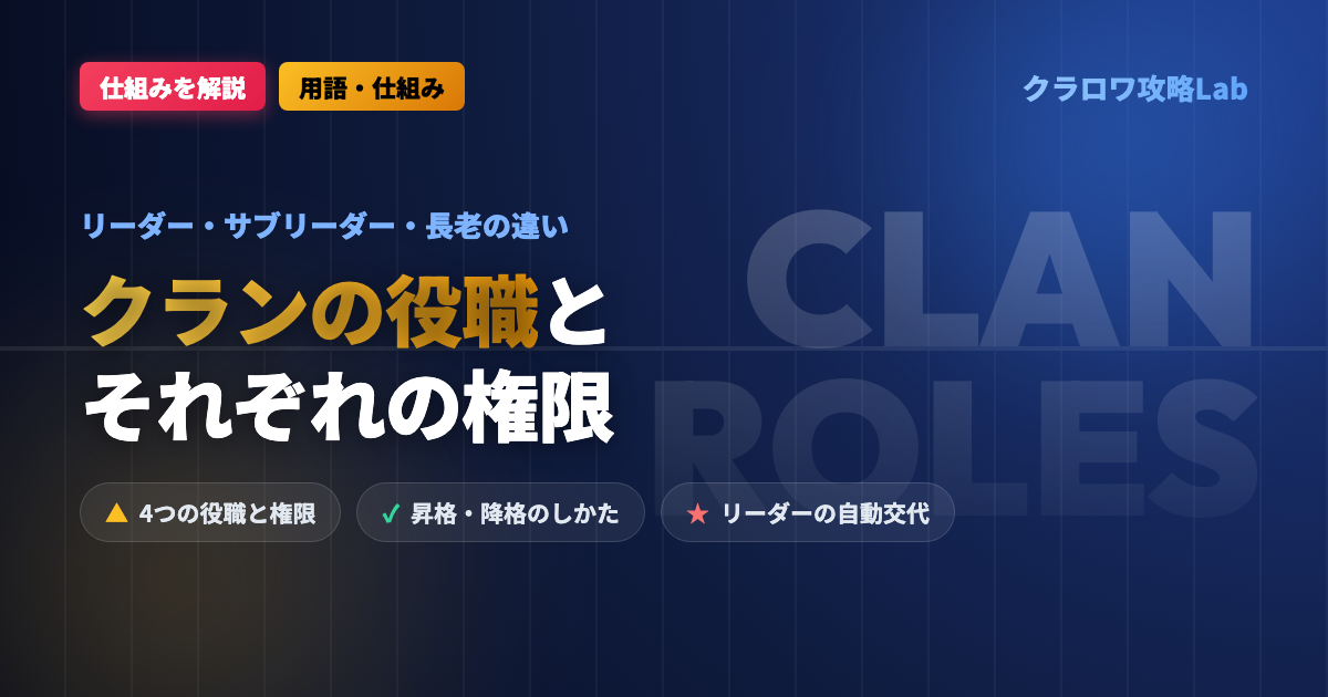 【クラロワ】クランの役職とは?リーダー・サブリーダー・長老の違いと権限
