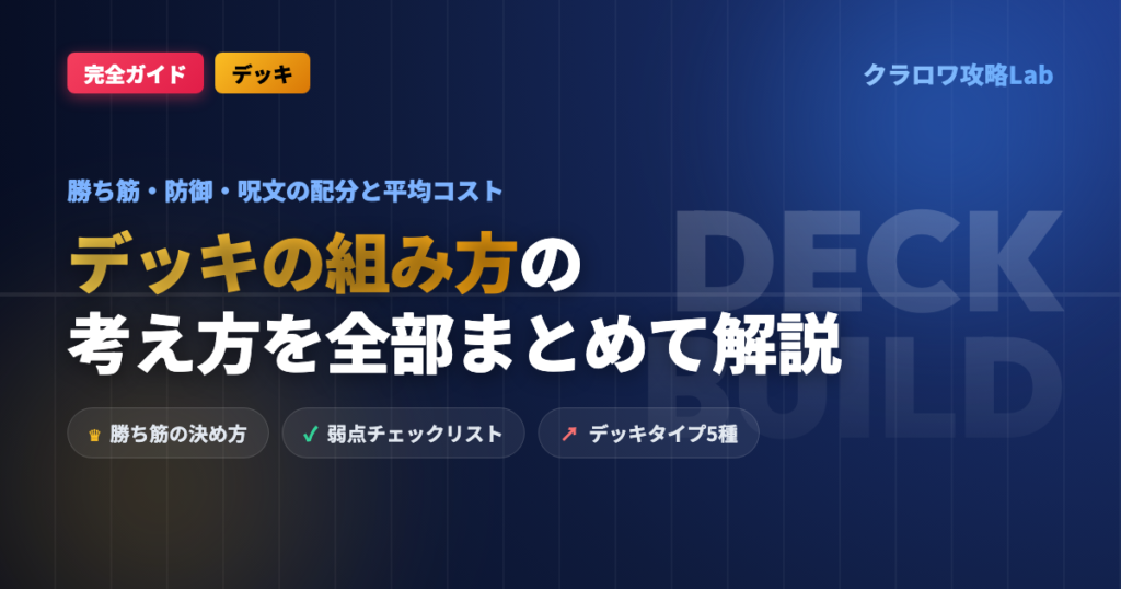 【クラロワ】デッキの組み方完全ガイド｜勝ち筋・防御・呪文の配分と平均コスト