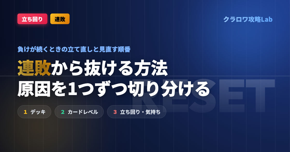 【クラロワ】連敗から抜ける方法|負けが続くときの立て直しと見直す順番