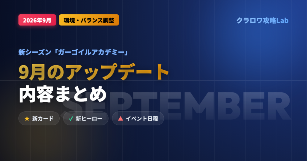 【クラロワ】2026年9月のアップデート内容まとめ｜新カード・新ヒーロー・イベント