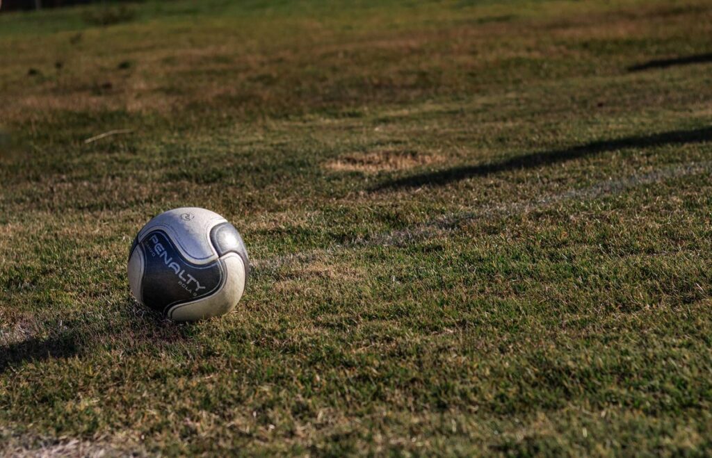 芝生の上のサッカーボール