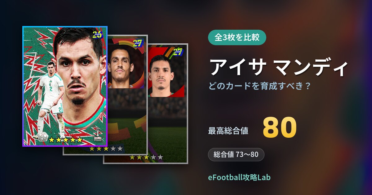 【イーフト】アイサ マンディはどのカードを育成すべき？全3枚を比較