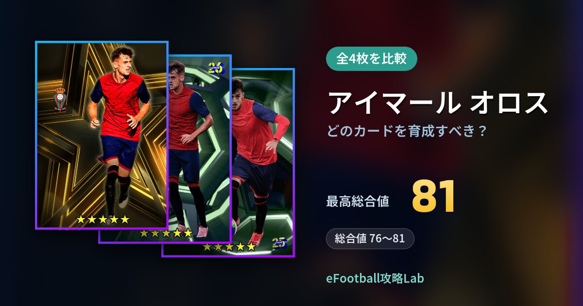 【イーフト】アイマール オロスはどのカードを育成すべき？全4枚を比較