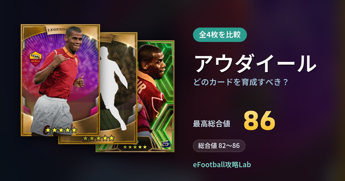 【イーフト】アウダイールはどのカードを育成すべき？全4枚を比較