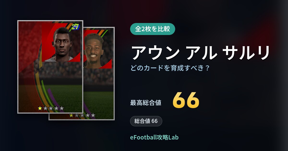 【イーフト】アウン アル サルリはどのカードを育成すべき？全2枚を比較