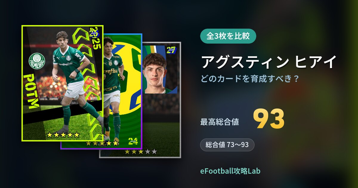 【イーフト】アグスティン ヒアイはどのカードを育成すべき？全3枚を比較