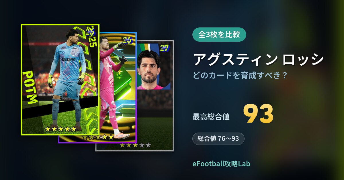 【イーフト】アグスティン ロッシはどのカードを育成すべき？全3枚を比較