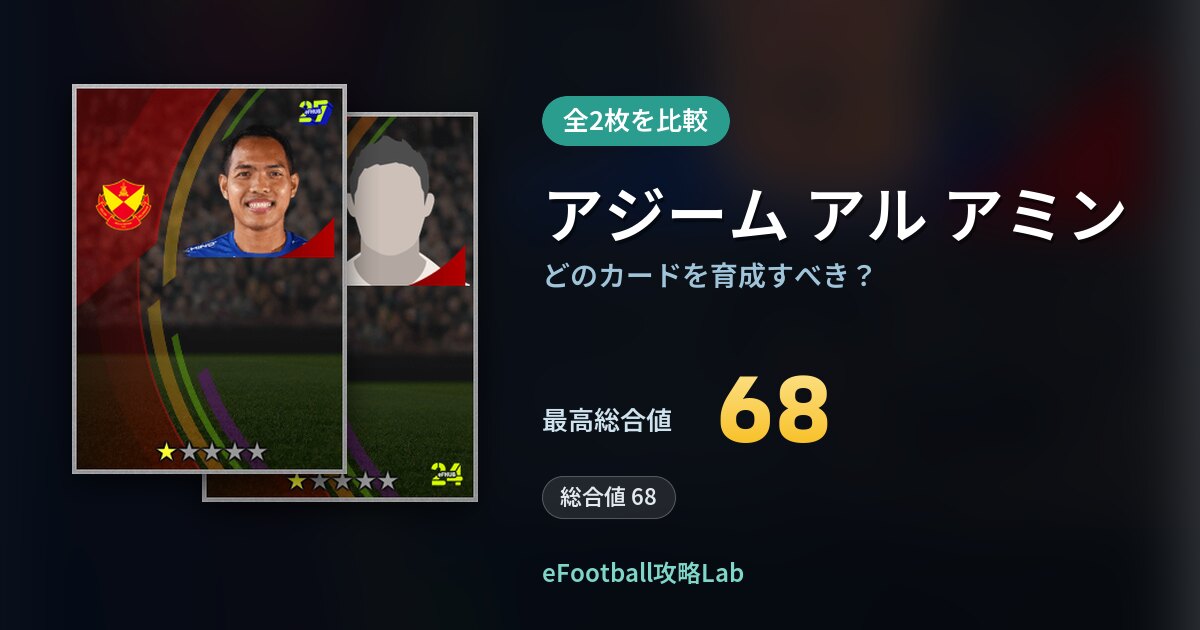 【イーフト】アジーム アル アミンはどのカードを育成すべき？全2枚を比較
