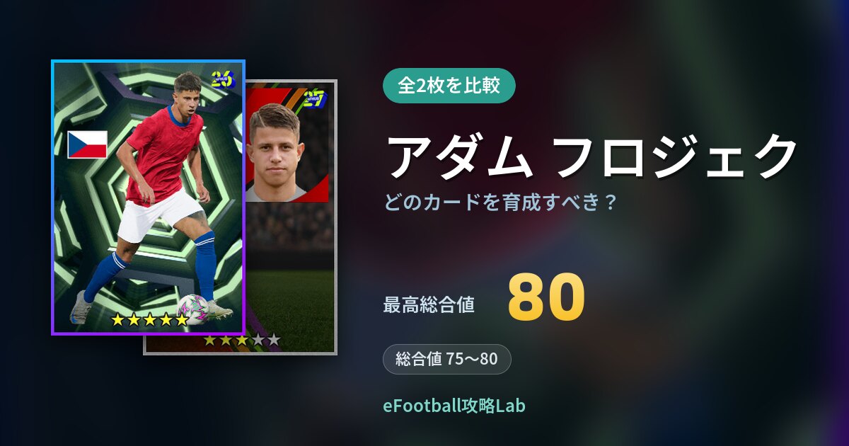 【イーフト】アダム フロジェクはどのカードを育成すべき？全2枚を比較