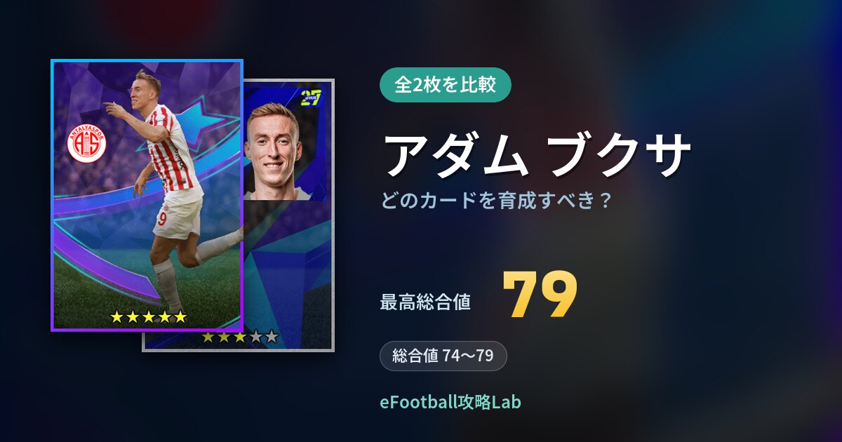 【イーフト】アダム ブクサはどのカードを育成すべき？全2枚を比較