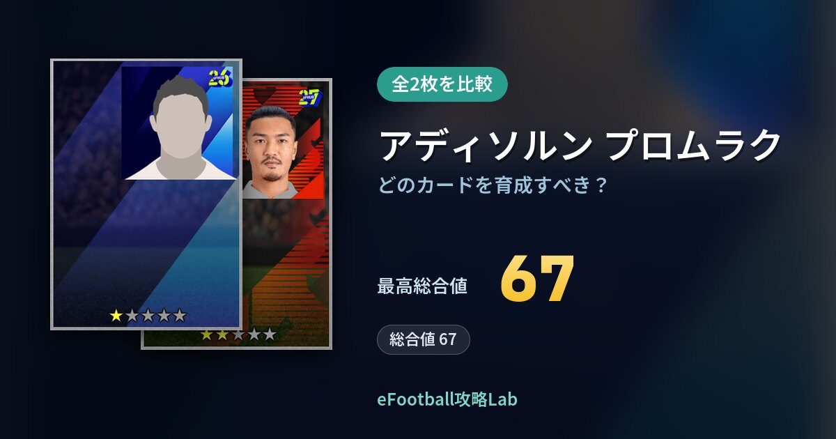 【イーフト】アディソルン プロムラクはどのカードを育成すべき？全2枚を比較