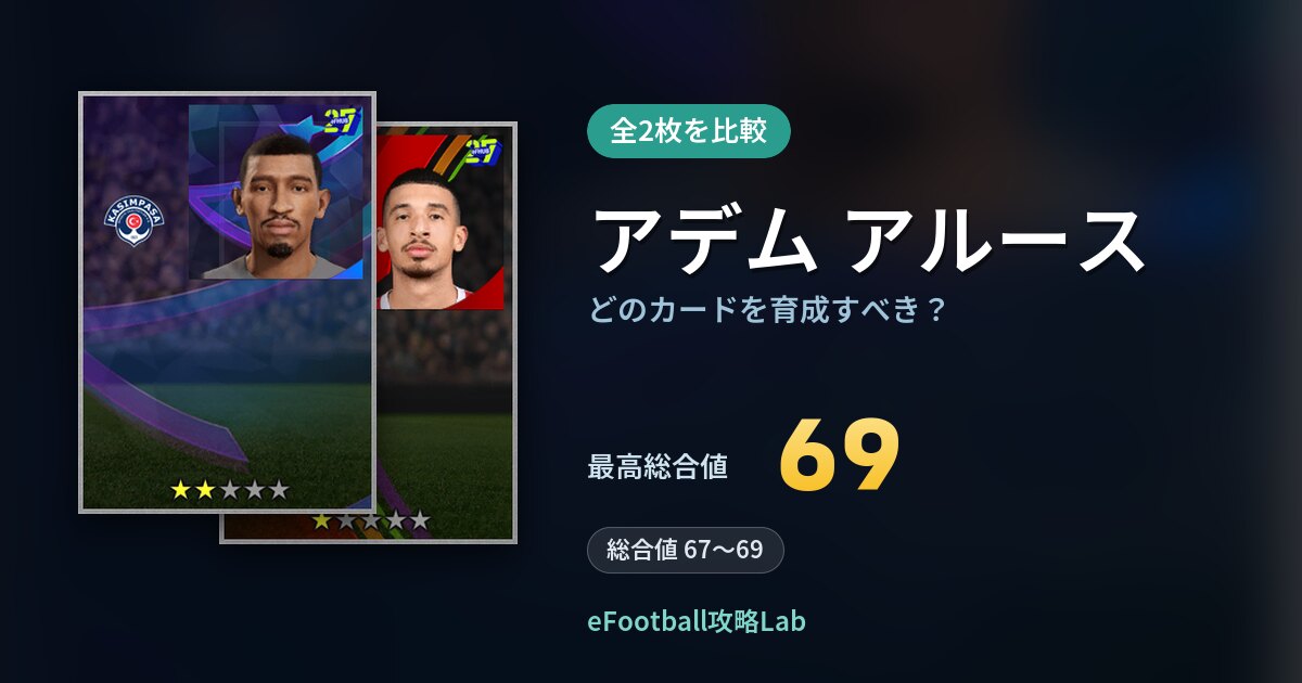 【イーフト】アデム アルースはどのカードを育成すべき？全2枚を比較