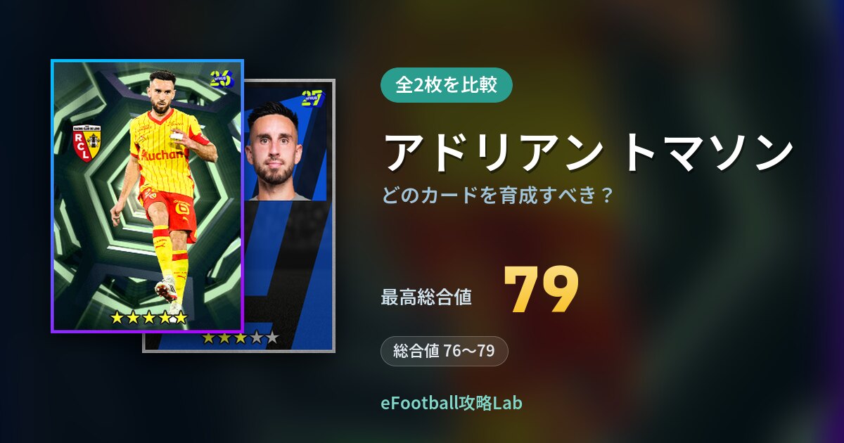 【イーフト】アドリアン トマソンはどのカードを育成すべき？全2枚を比較