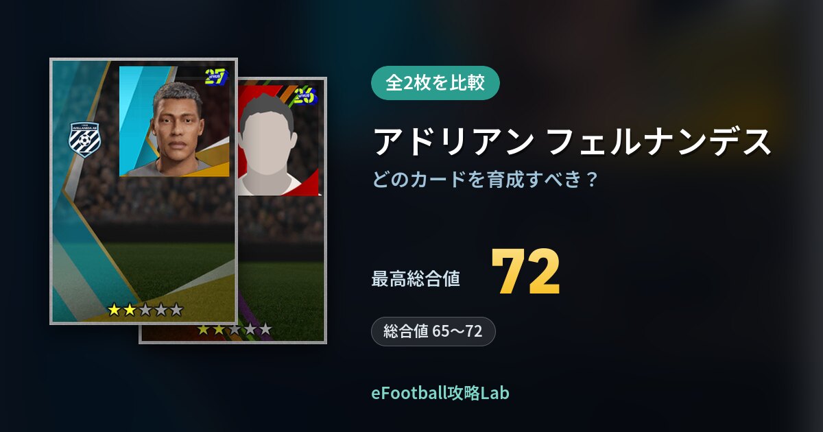 【イーフト】アドリアン フェルナンデスの育成カード比較（全2枚）