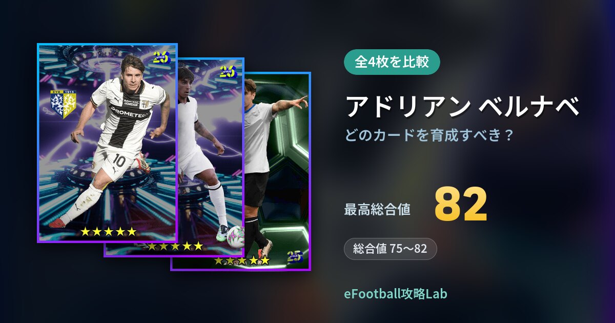 【イーフト】アドリアン ベルナベはどのカードを育成すべき？全4枚を比較