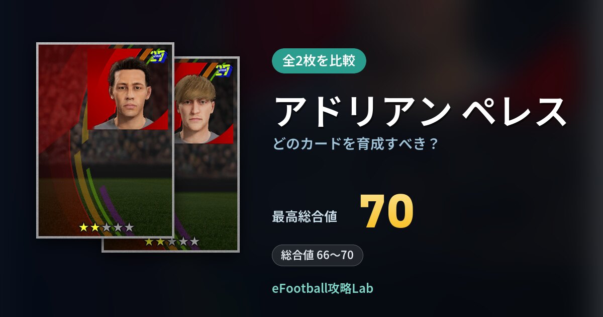 【イーフト】アドリアン ペレスはどのカードを育成すべき？全2枚を比較