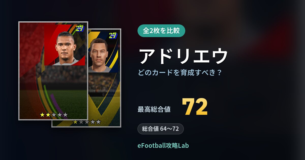 【イーフト】アドリエウはどのカードを育成すべき？全2枚を比較