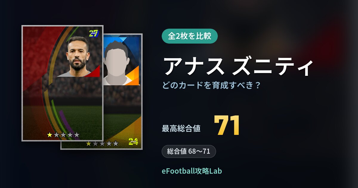 【イーフト】アナス ズニティはどのカードを育成すべき？全2枚を比較