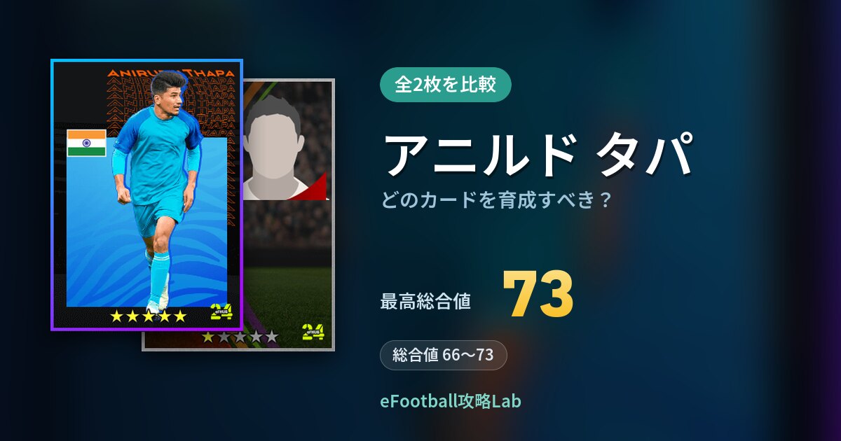 【イーフト】アニルド タパはどのカードを育成すべき？全2枚を比較