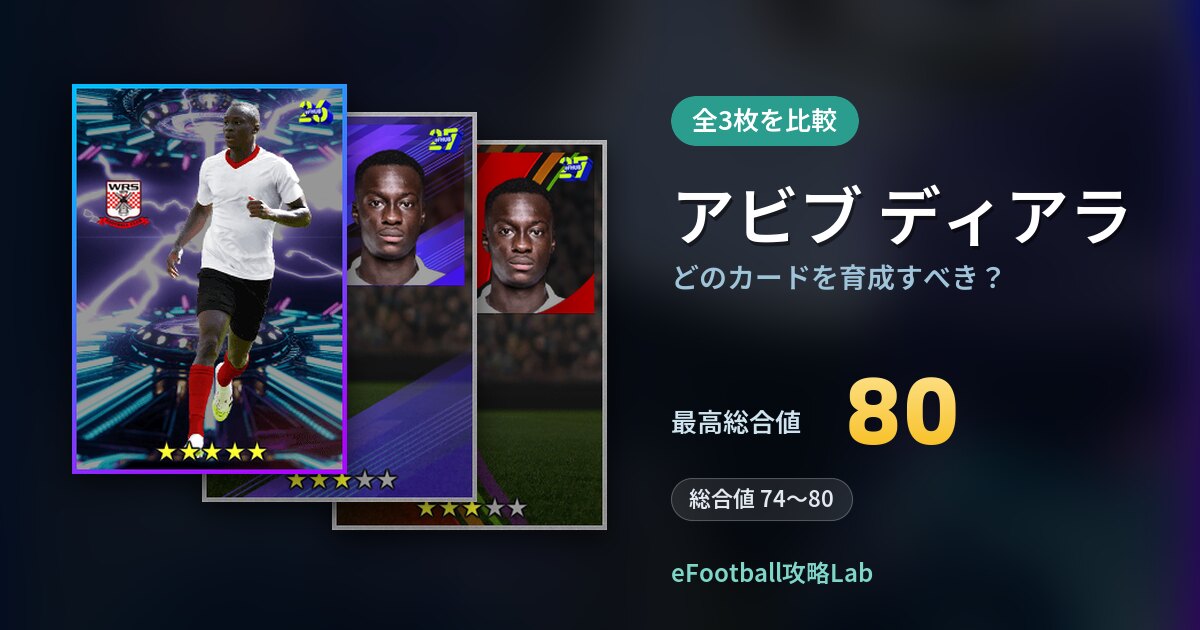 【イーフト】アビブ ディアラはどのカードを育成すべき？全3枚を比較