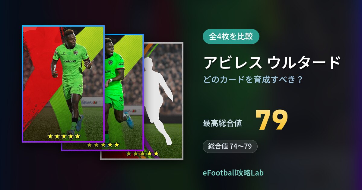 【イーフト】アビレス ウルタードはどのカードを育成すべき？全4枚を比較
