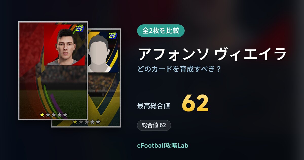 【イーフト】アフォンソ ヴィエイラはどのカードを育成すべき？全2枚を比較