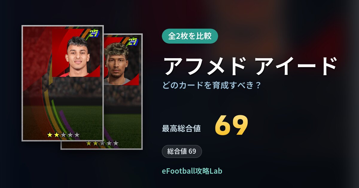【イーフト】アフメド アイードはどのカードを育成すべき？全2枚を比較