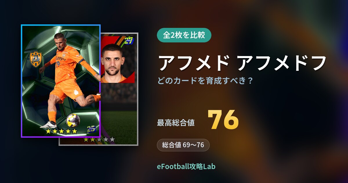 【イーフト】アフメド アフメドフはどのカードを育成すべき？全2枚を比較