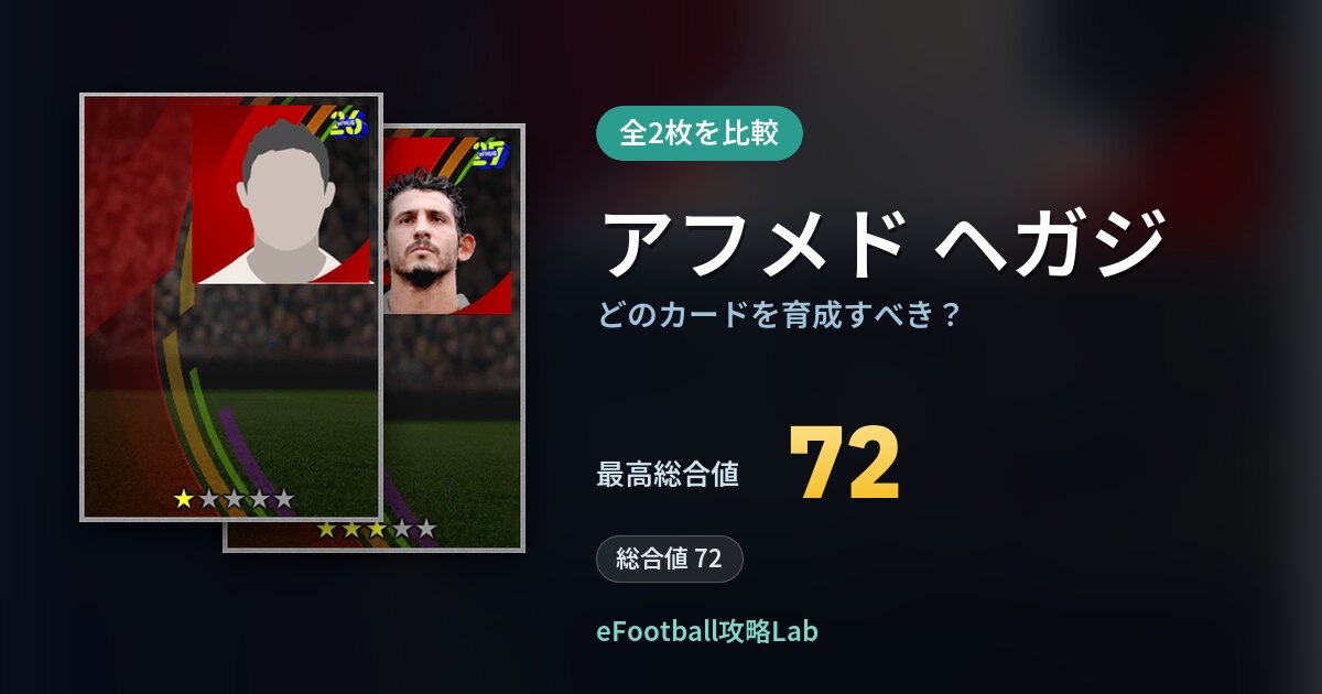 【イーフト】アフメド ヘガジはどのカードを育成すべき？全2枚を比較