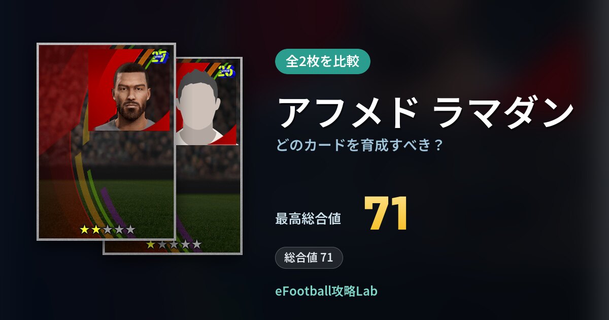 【イーフト】アフメド ラマダンはどのカードを育成すべき?全2枚を比較