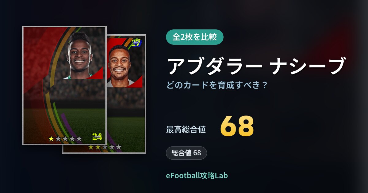 【イーフト】アブダラー ナシーブはどのカードを育成すべき？全2枚を比較