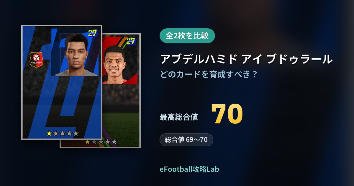 【イーフト】アブデルハミド アイ ブドゥラールの育成カード比較（全2枚）